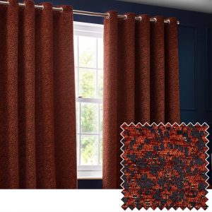 Galaxy Chenille Room Darkening Eyelet Curtains Copper